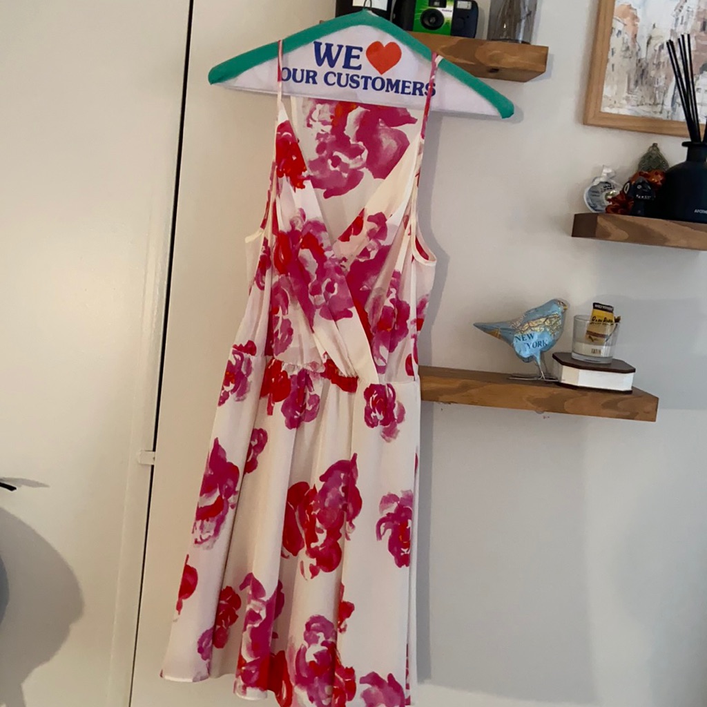 White/Pink Floral Mini Dress By Amanda Uprichard